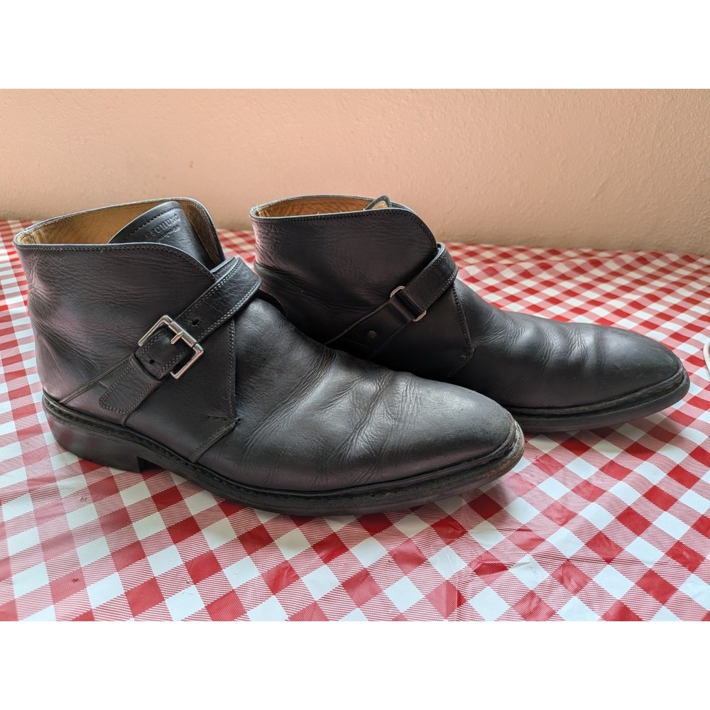 Heschung Chêne Chelsea Calf Leather Monk Strap Black Boots Men's 9